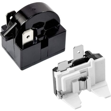 1PC Relais de démarrage à 2 broches 15 Ohm, relais de démarrage de réfrigérateur à 1 broche et protection contre les surcharges de réfrigérateur 1/6 HP 125 W compatible avec le compresseur (1/5)