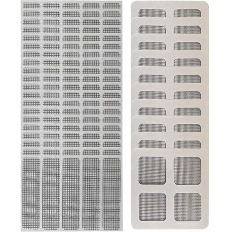 110Pcs Réparation De Fenêtres Ruban Auto-Adhésif Pour Anti Insectes Moustiq,Réparer les Toile Moustiquaires Ruban à Mailles en Tissu De Réparation Fibre De Verre Patch étanche Pour Fenêtre De De écran (1/5)