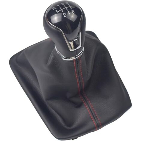 Pommeau de Levier de Vitesse, Levier de Vitesse Voiture Bâton Guêtre Couverture de Démarrage pour Seat Leon III 3 MK3 2012 2013 2014 2015 2016 2017 (R6 vitesse-rouge) (1/5)