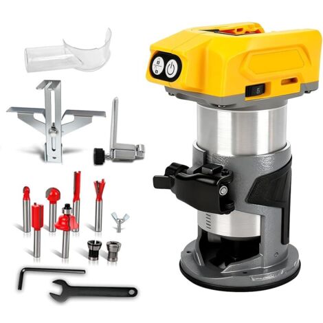 Toupie sans fil 800W pour batterie Dewalt 18V 20V, base en aluminium, toupie sans balais de 30000 tr/min - Outil avec 5 vitesses variables, défonceuse à main pour le travail du bois, rainurage (1/5)