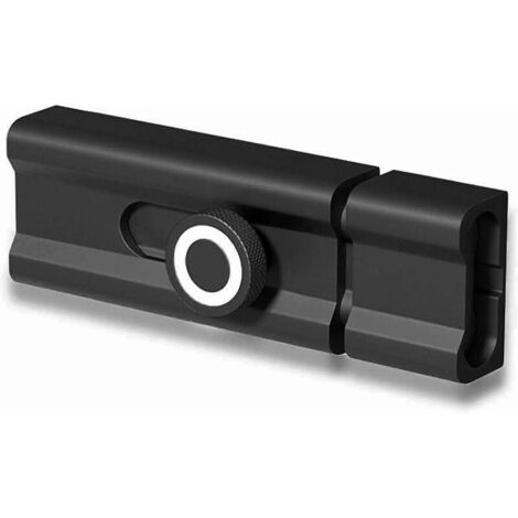 Verrou de porte 80 mm en alliage d'aluminium - Loquet coulissant monté par adhésif - Verrous coulissants pour la sécurité à domicile - Convient pour bois, métal, verre et plus (Noir) (1/5)