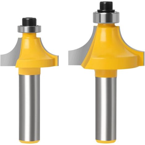 2 fraises arrondies pour fraiseuse supérieure, fraise arrondie 8 mm, tige ronde au-dessus de la fraise, rayon de 6,35/9,5 mm, set de fraises pour bords avec roulement à billes, bord rond (1/5)