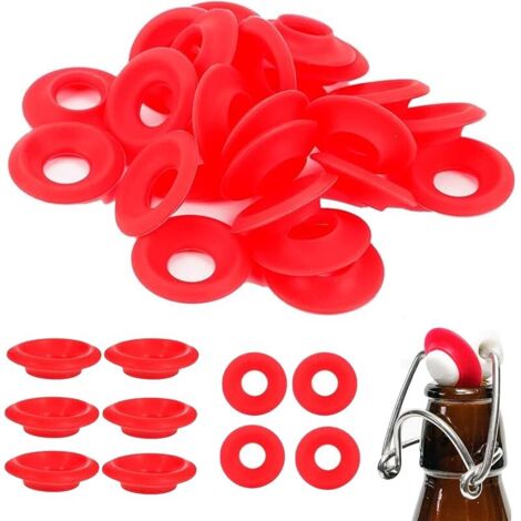 30pcs Joint pour Bouteille de Bière, Joint D'étanchéité pour Bouteille de Bière Maison, pour Aux Bouteilles à Couvercle Rabattable (Rouge)