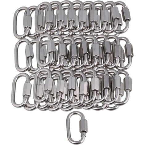 Mousqueton à chaîne à maillons M3.5 multifonctionnel en acier inoxydable 304, lot de 50, argent (1/5)