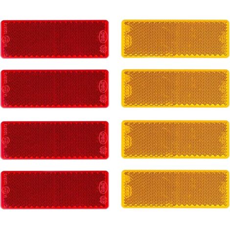 Kit Réflecteurs pour Remorque, 4 Catadioptre Rouge, 4 Catadioptre Jaune, Catadioptre Rectangulaire Soi Adhésif, Catadioptre pour Remorque Camion RV Caravane (1/4)