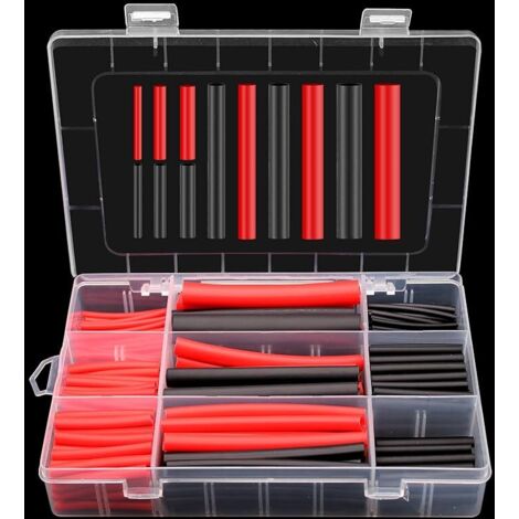 270 Pièces Gaine Thermorétractable Noir, Rouge Gaine Thermique Ratio de Contraction 3:1 Gaine Thermo 6 Tailles Gaine Retractable pour Fil Electrique
