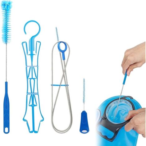 Kit De Nettoyage pour Réservoir d'eau, Kit De Nettoyage 4 en 1, Brosse À Tube D'hydratation, avec Brosse Longue, Cadre Pliable De Séchage pour Réservoir d'eau, pour Randonnée, Vélo, Escalade