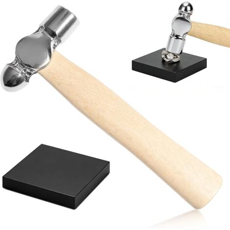 Mini marteau et bloc de banc en caoutchouc de 15,2 cm pour fabrication de bijoux, mini marteau à bille pour la fabrication de bijoux et les loisirs créatifs
