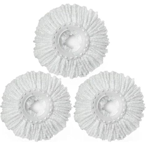 Lot de 3 têtes de Rechange pour Balai Magique Rotatif à 360°, recharges de serpillère en Microfibre, Forme Ronde, Taille Universelle Standard (1/5)