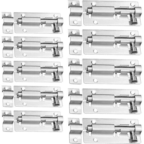 Targette de Porte,Verrou de Porte,10 pièces Loquet Porte Exterieur,Targette de Porte Exterieur avec Vis pour Chambre Salle de Bain Portes Verou Porte Interieur (1/5)