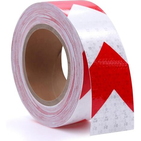 Bande réfléchissante autocollante - 5 cm x 25 m - Rouge et blanc - Pour véhicules et voitures - Avertissement de sécurité (1/5)