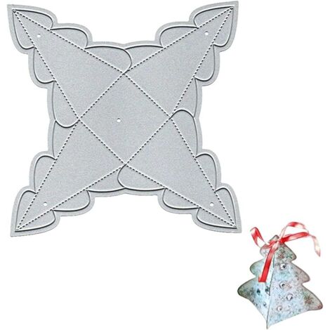 Dies Noel Étoiles Scrapbooking, Matrices de Decoupe de Noël en Métal, DIY Pentagram Lucky Pack 3D, Sapin de Noël Cutting Die pour Suspensions de Noël, Emballage des Bonbons, Fête Anniversaire (1/5)