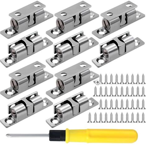 10 Pièces Loqueteau à Bille 48mm Loquet à Double Rouleau avec 40 Vis Fermeture Loqueteau Porte pour Fermeture de Placard et Meuble (1/5)