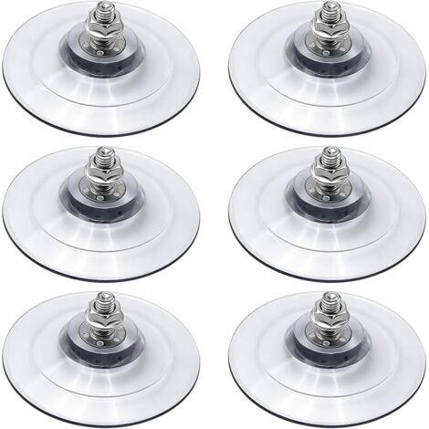 Lot de 6 ventouses avec écrou à vis M8 - Ventouses extra solides en PVC - 85 mm - Transparent - Pour surfaces lisses comme le verre, le mur, la voiture (1/5)