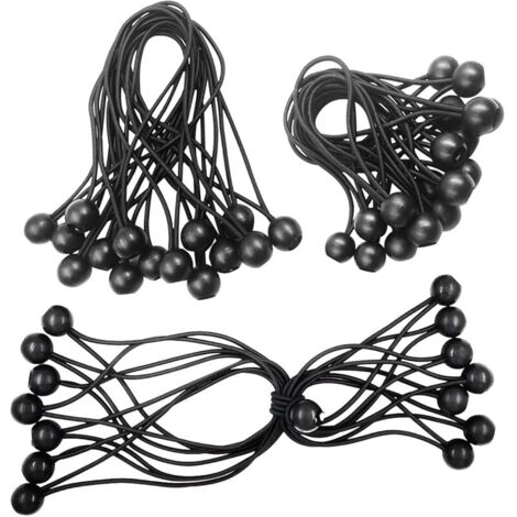 Tendeur Elastique Boule,Tendeur avec Boule,Tendeur Bache,30 Pièces Tendeur Elastique,pour Bannières,Sandow Elastique,Tendeur Bache Piscine Noir-150mm and 200mm