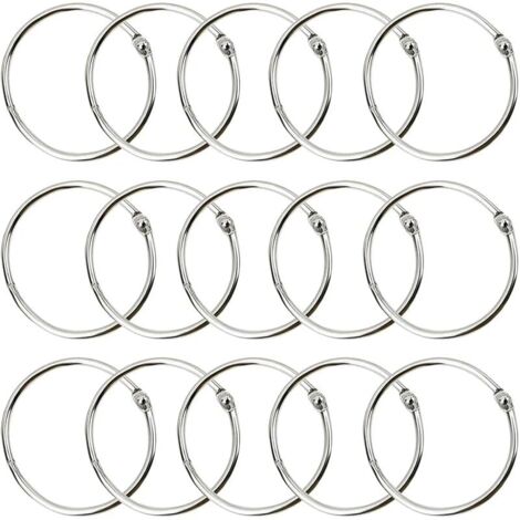 50 Pièces Anneaux de Reliure,Anneaux Articulés,Anneau Metallique,50mm Anneau Classeur Metal,Métalliques Articulés de Reliure Anneau de Rideau,Anneaux Reliure pour Le Bureau et La Maison (1/5)