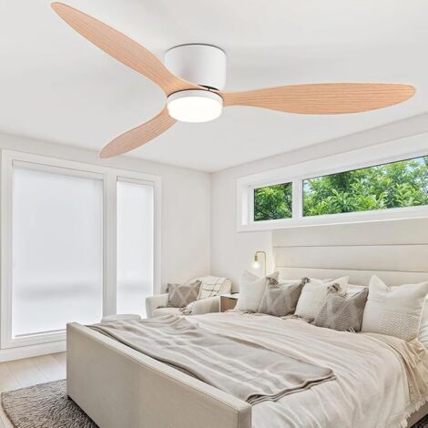 Lampe électrique LED Ventilateurs de Plafond Lampe de Ventilateur Ventilateur Plafonnier Avec Suspension Refroidissement Et Climatisation 42/52 Pouces 1620lm RC 3 ContrôLe De Lame Bois (52 inch) (1/5)