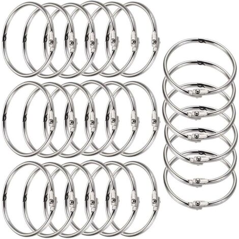 Anneaux de Livre,Anneau de Rideau,50 Pièces Métalliques Articulés de Reliure pour Cartes,Porte-clés Bricolage Classeur Rideaux Anneau (1/5)