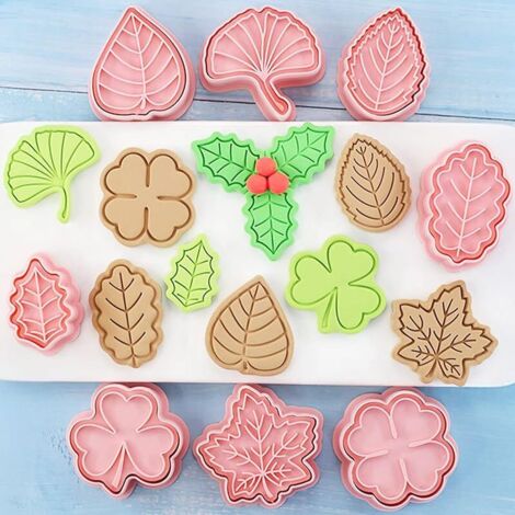 8Pcs Emporte-pièces Nature Image de Dessin Animé, 3D Moule à Gaufrage de Biscuits Forme de Feuilles Fleurs Insecte, Moules à Biscuits Papillon Thème de Nature pour Cuisine Patisserie (1/5)