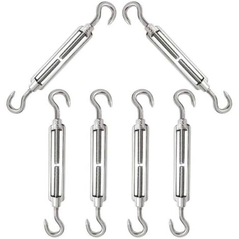 Tendeur Ridoir, Tendeur De Fil Crochet Et Crochet, Tendeur Cable, Tendeur INOX, M6 Tendeur Cable Acier Inoxydable, Vis Tendeur Cable, Tendeur Cable INOX, Tendeur, Ridoir, Ridoir INOX (M5,6 Pièces) (1/5)