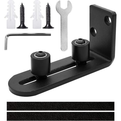 Ajustable Guide de Plancher Mur/Porte Guide Inférieur Pour Porte en Bois Coulissante, Noir (1/5)