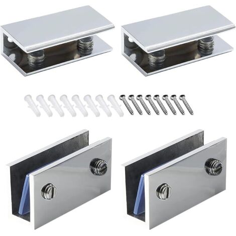 Lot de 4 Pinces à Verre Pince Verre Inox 304 Poli Pince à Verre Support étagère en Verre Réglable Clips de Fixation pour Vitre de Verre 8-12 mm pour Fenêtre de Main Courante Descalier de Balustrade