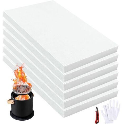 6 Pièces Laine Céramique pour Bioéthanol, Ensemble de 100% Fibre Céramique éponge Accessoires de Sécurité Cheminée en Laine de Table Intérieure et Cheminée Bioéthanol