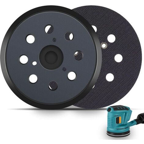 Plateau de Hook et Loop 125 mm Compatible avec Milwau-keee 51-36-7090, 51-36-7100 Ma-kita 743081-8 BO5021/BO5030/BO5031/BO5040/BO5041K M9204 Ponceuse Orbitale Électronique par (1/5)