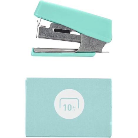 1 Pièces Mini Agrafeuse, Agraffeuse, Agrapheuse Bureau, Papeteri Bureau, Réserve D'agrafes et Ote-agrafes Ontégrés, Avec 1 Boite de 400 Agrafes, Pour L'école, Maison ou Bureau (Vert) (1/5)