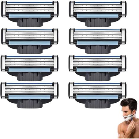 One Blade Lames, 8 Pièces Lames De Rasoir 3 Couches Bleu Noir Pour Rasage Précis Et Doux (1/5)
