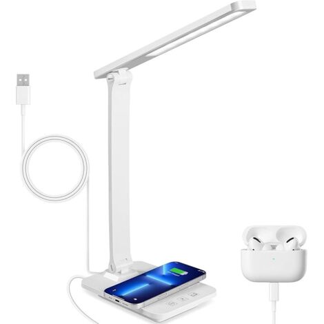 Lampe de bureau LED à intensité variable, lampe de table avec fonction de charge, lampe de chevet tactile, 3 couleurs de lumière, lampe de bureau LED avec USB et Type-C, pour enfants, chambre à (1/5)