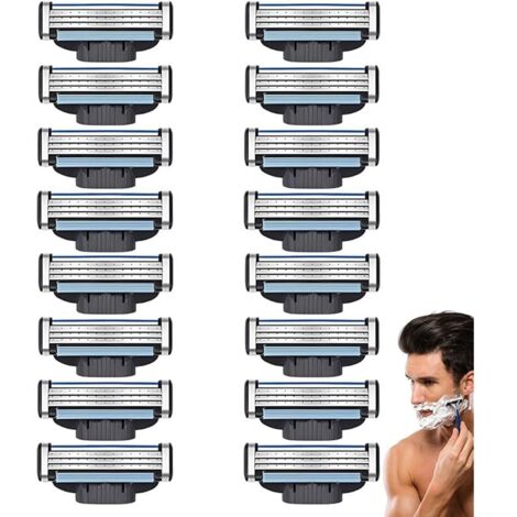 One Blade Lames, 16 Pièces Lames De Rasoir 3 Couches Bleu Noir Pour Rasage Précis Et Doux
