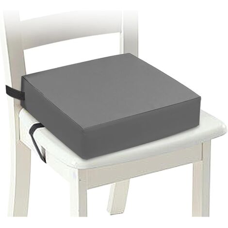 Rehausseur de chaise pour enfant, 10 cm, en tissu Oxford imperméable, avec boucle de sécurité, lavable, démontable, coussin d'assise carré avec dossier, pour la maison, les déplacements, gris (1/5)