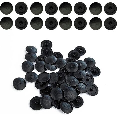 100 Pièces Capuchon de Vis Cruciforme, 12mm Anti-Rouille Cache Vis, Cache Vis Cruciformes en Plastique Noir, Cache de Vis Cruciformes à TêTe Croix (1/5)