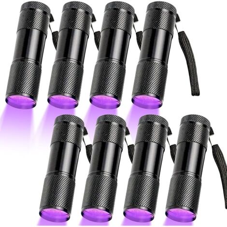 Lampe UV 8 pièces, Mini Lampe Torche UV 9 LED 395 nm, Lampe lumière Noire en Alliage d’Aluminium, détecteur d’Urine Animaux et Billets (sans Piles) (1/5)