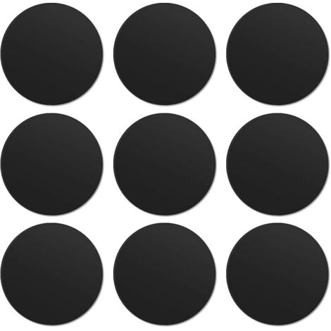9 Pièces Plaque Metallique Telephone (9 Rondes) avec Adhésif pour Support Téléphone Voiture Magnétique/Aimant Telephone Voiture et Autres Produits Aimanté, Noir