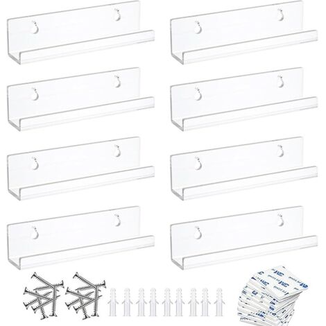 Étagère Disque Vinyle 8 Pièces Support Mural pour Disque Vinyle Étagère Acrylique Transparente avec Vis Rubans Adhésifs, pour Afficher des Disques/Albums (30,5 4,3 4,3cm) (1/5)