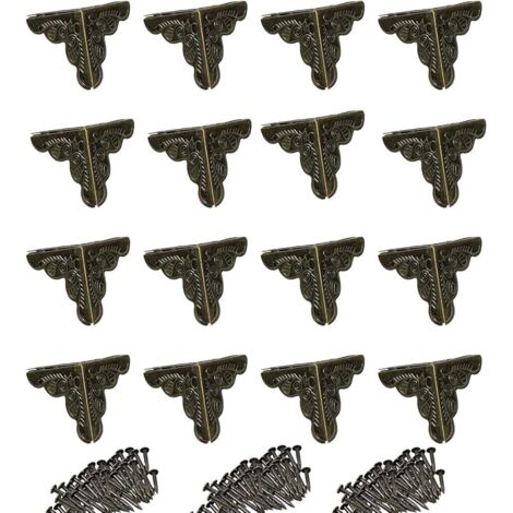 Coin Protecteur Metal 80Pcs 25MM Coin de Protection D'angle Metal Coffre en Bois Coin Décoratif Métal Bronze Vintage, avec Vis, pour Meubles Bordure de Boîte en Bois, Triangle Coin Protecteur (1/5)