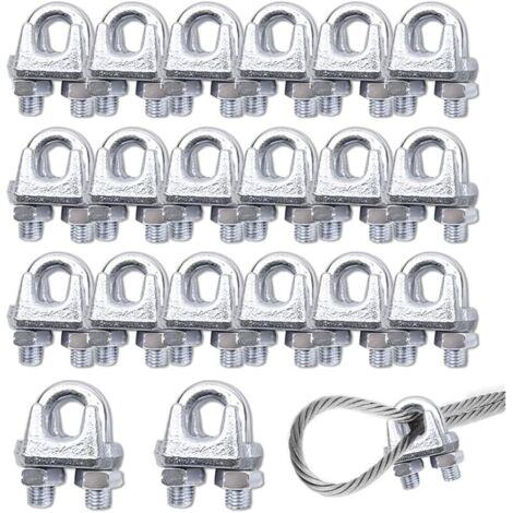 20 Pièces Serre Cable Acier 5 Mm Inoxydable 304 Din741 Serre-Câbles M5 Duplex Clips Pour Serre-Câbles 5 Mm Corde À Linge Auvent Fixe (1/5)