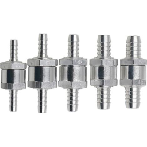 Clapet Anti-Retour 5 Pièces 5 Valve Anti Retour Essence avec Flèche Valve Unidirectionnelle Aluminium pour Carburateur Low Systèmes de Carburant Sous Pression (4mm 6mm 8mm 10mm 12mm) (1/5)