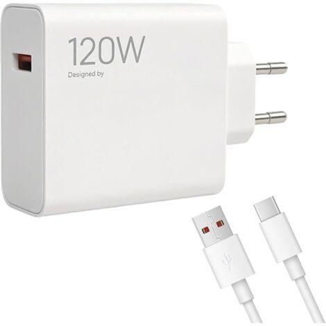 Chargeur USB C 120 W pour Xiaomi 15 Ultra/13 12 11/14 Pro Red-mi K60 Pro / K70 / K80 Pro / K80, Chargeur Rapide avec câble USB Type-C 6 A 2 m, Bloc d'alimentation pour Xiaomi 120 W Turbo Charge