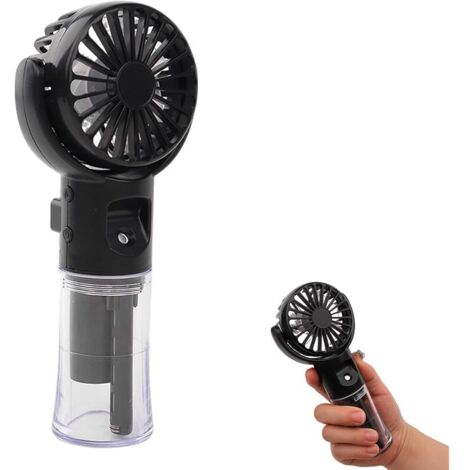 Ventilateur manuel avec vaporisateur d'eau - Mini ventilateur portable USB rechargeable - 4 vitesses - Ultra silencieux - Avec bande - Pour bureau, voyage et extérieur