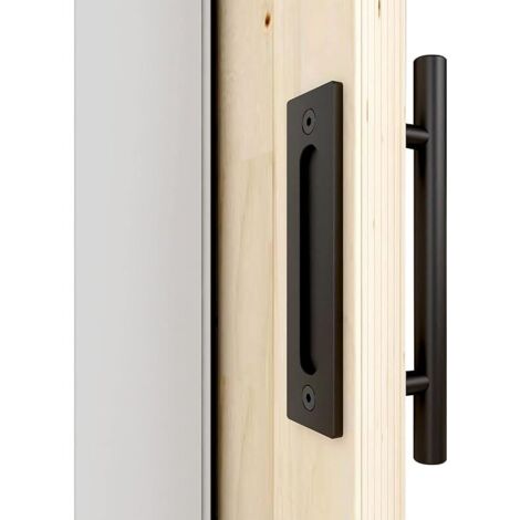 Poignée de porte coulissante de la grange classique en aluminium Noir 30 cm (1/5)
