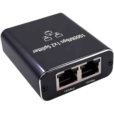Switch RJ45 2 Ports 1000Mbps, Splitter Double pour Ordinateur, Répartiteur Câble Ethernet 1 vers 2 pour Ordinateur, Hub, Commutateur, Routeur, Décodeur, Télévision Numérique