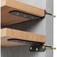 2 Pièces Equerre Etagere Murale Equerre Charge Lourde, Équerre Étagère Metal Noir, 150MM Support Étagère Murale Forme en L, Fixation Flottante Support avec Vis