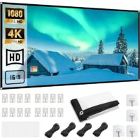 Écran de Projection pour Vidéoprojecteur 60 Pouces - Projection Double Face 16:9 HD - Portable Pliable Anti-Plissement - Écran de Projection pour la Maison, le Bureau, l'École et en Extérieur