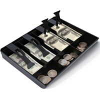 Tiroir de caisse avec compartiment pour billets et pièces de monnaie, boîte de rangement sécurisée, compartiment à billets, organisateur de rangement pour supermarchés, magasins (7 grilles)