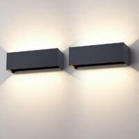 2PCS Applique Mural Intérieur/Extérieur 30W,4000K Blanc Nature Applique Murale, Appliques Murales avec Angle de Faisceau Réglable,Luminaire Murale,Éclairage Murals IP65,Anthracite