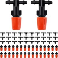 30 Pièces Buse d'atomisation Joints en Té, Brume Arrosage T Joints, T Type Atomisant Buse, Brume Arrosage T Joints pour Parterres de Fleurs, avec Joints en Té, Orange