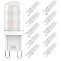 Lot de 10 ampoules LED G9 2 W équivalentes aux ampoules halogènes G9 20 W-28 W, blanc chaud 2700 K, angle de faisceau 360°, CA 220 V-240 V, IRC 83+, sans scintillement, non dimmable, économie